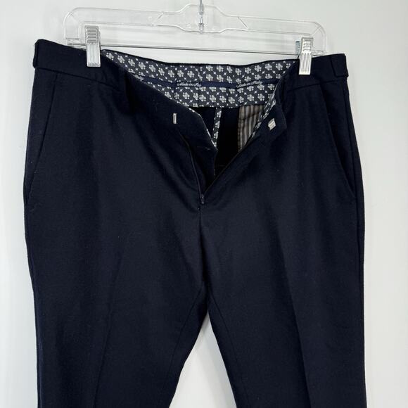 Luigi Fusaro Wool Dress Pants Men size US 32 IT 48 Navy Blue Flannel 33" inseam - Picture 8 of 11